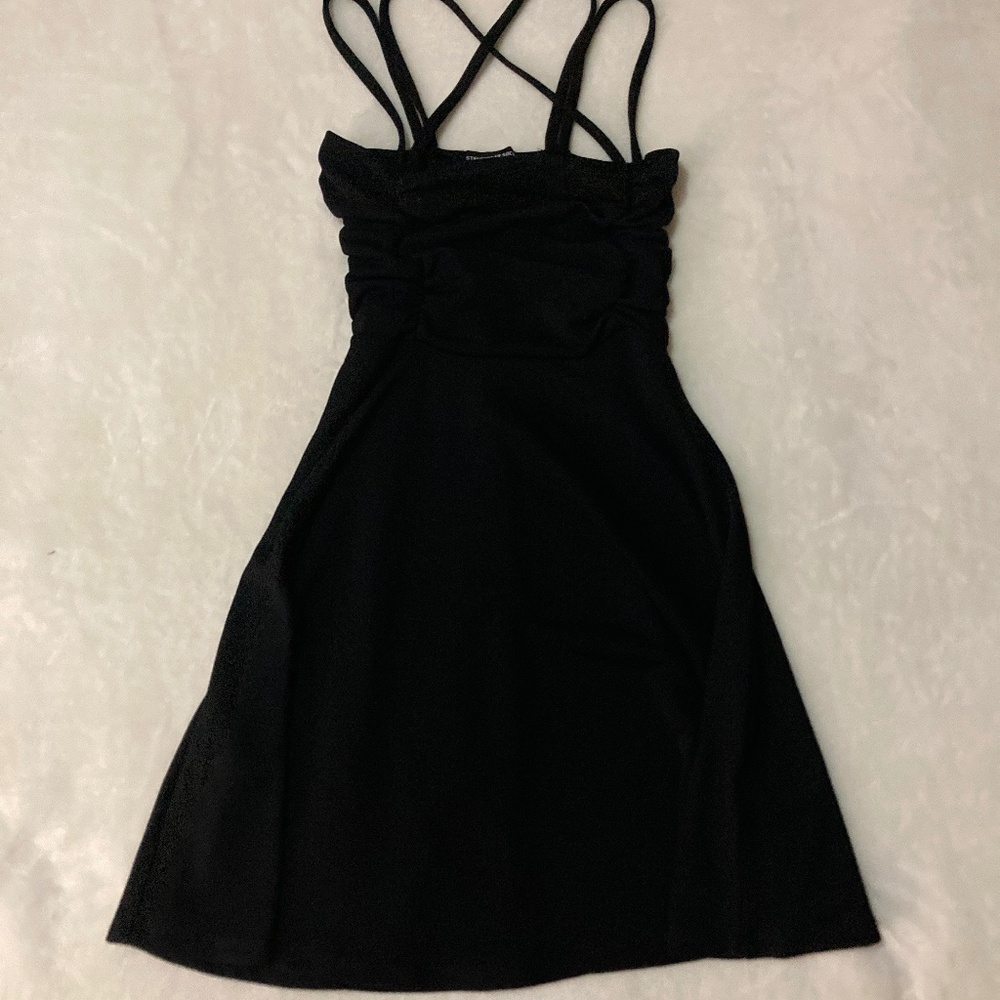 Streetwear Society mini dress crossover in black (SMALL)